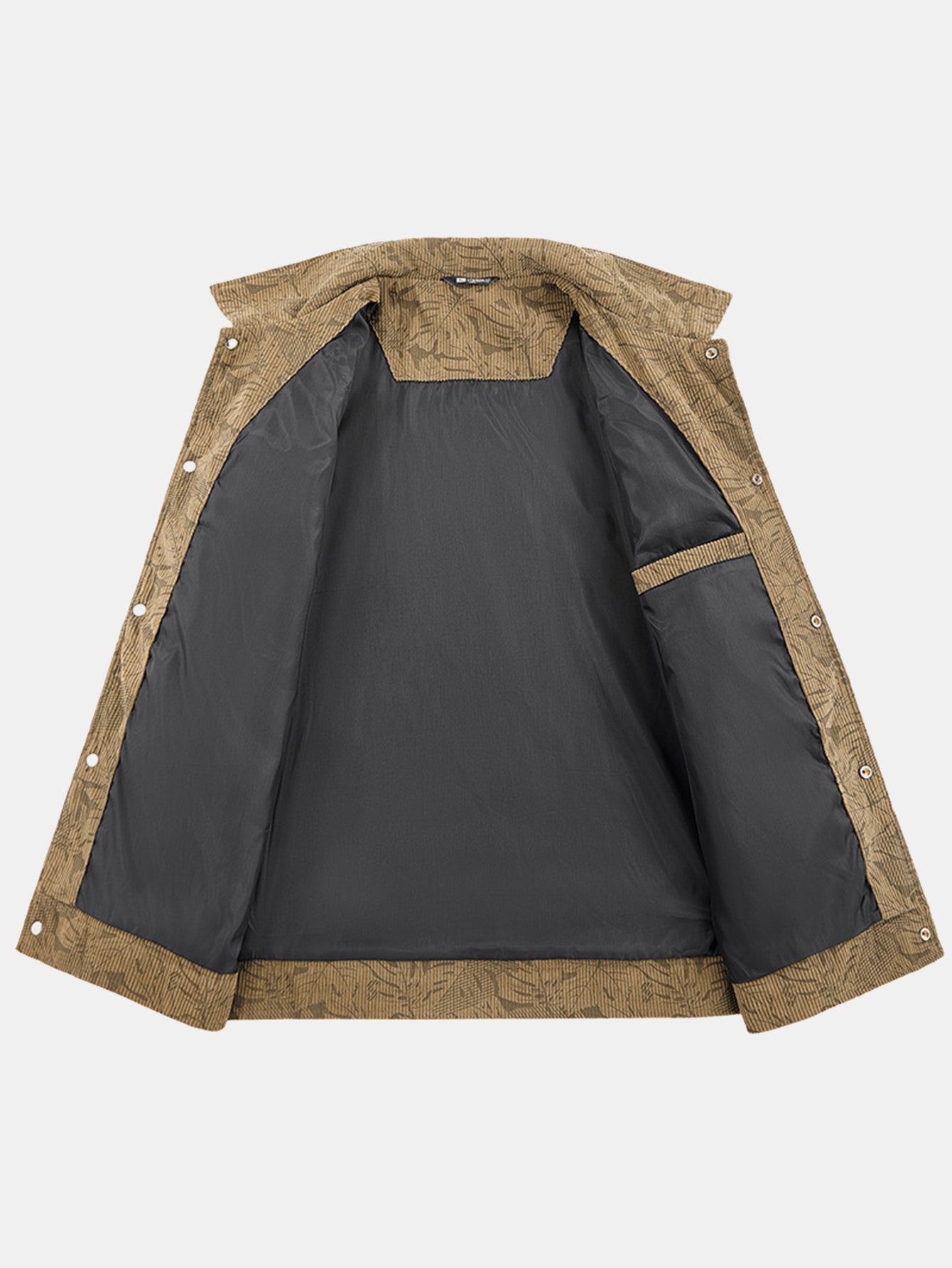 Vintage gestreepte jas met reliëfbladmotief