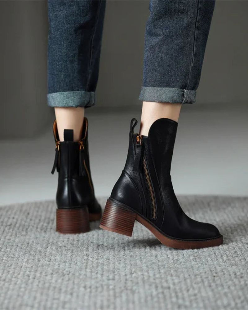 Marie™ | Bottines en cuir à talon confortable
