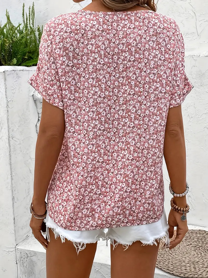 Charis | Bloemen Blouse met Knopen