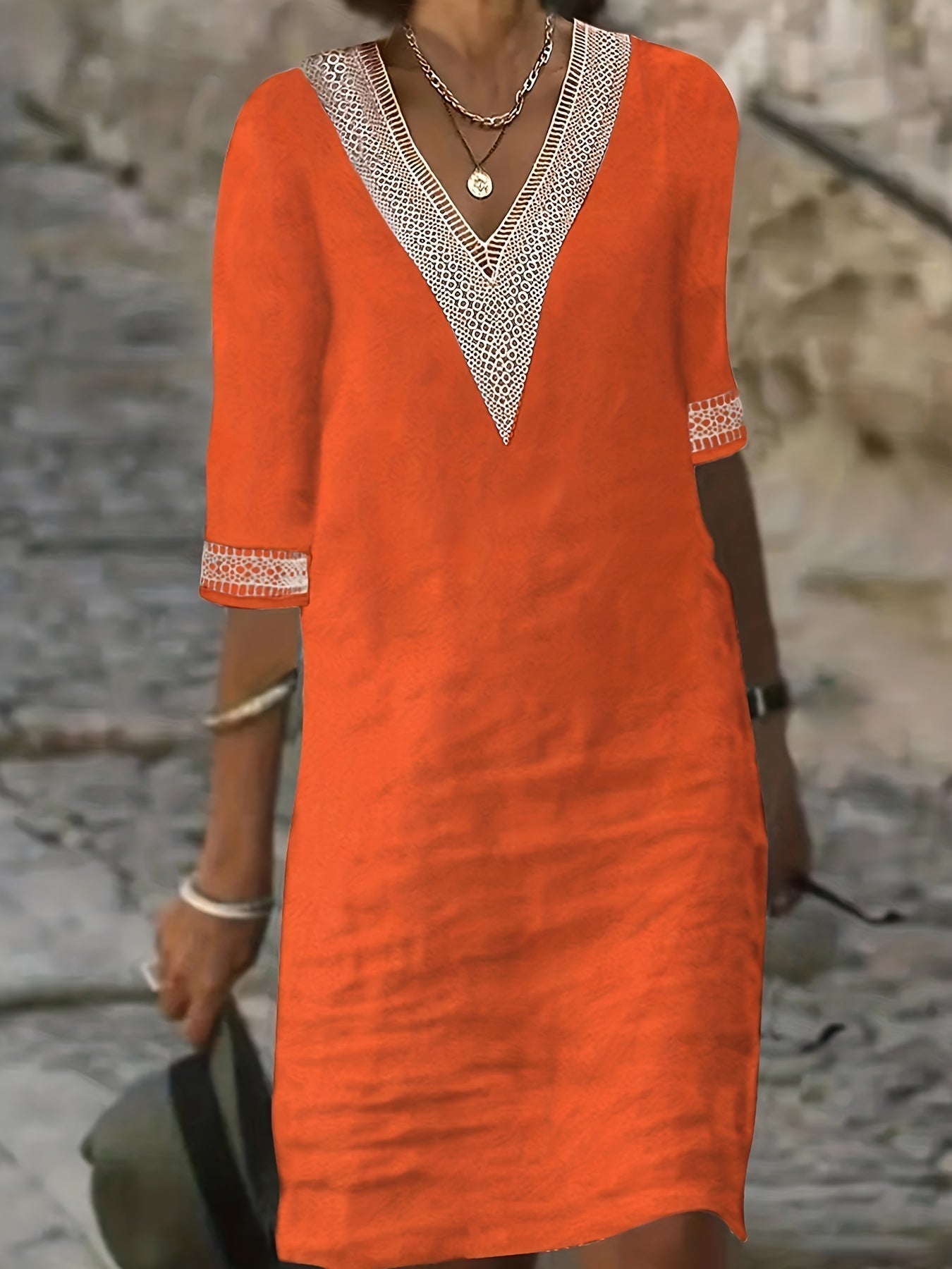 Izabela | Jurk met kant decolleté