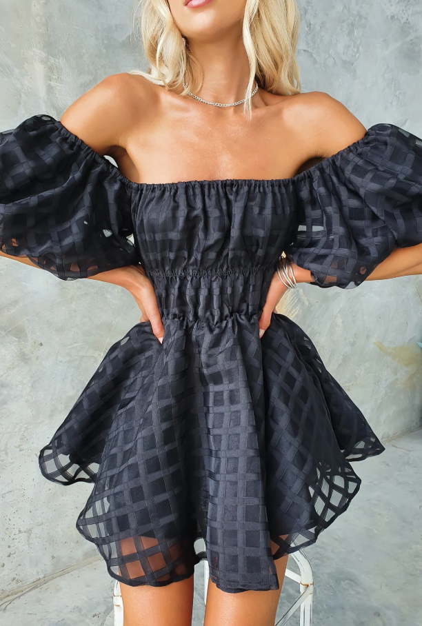 Evie - Mini Jurk met Puff Mouwen