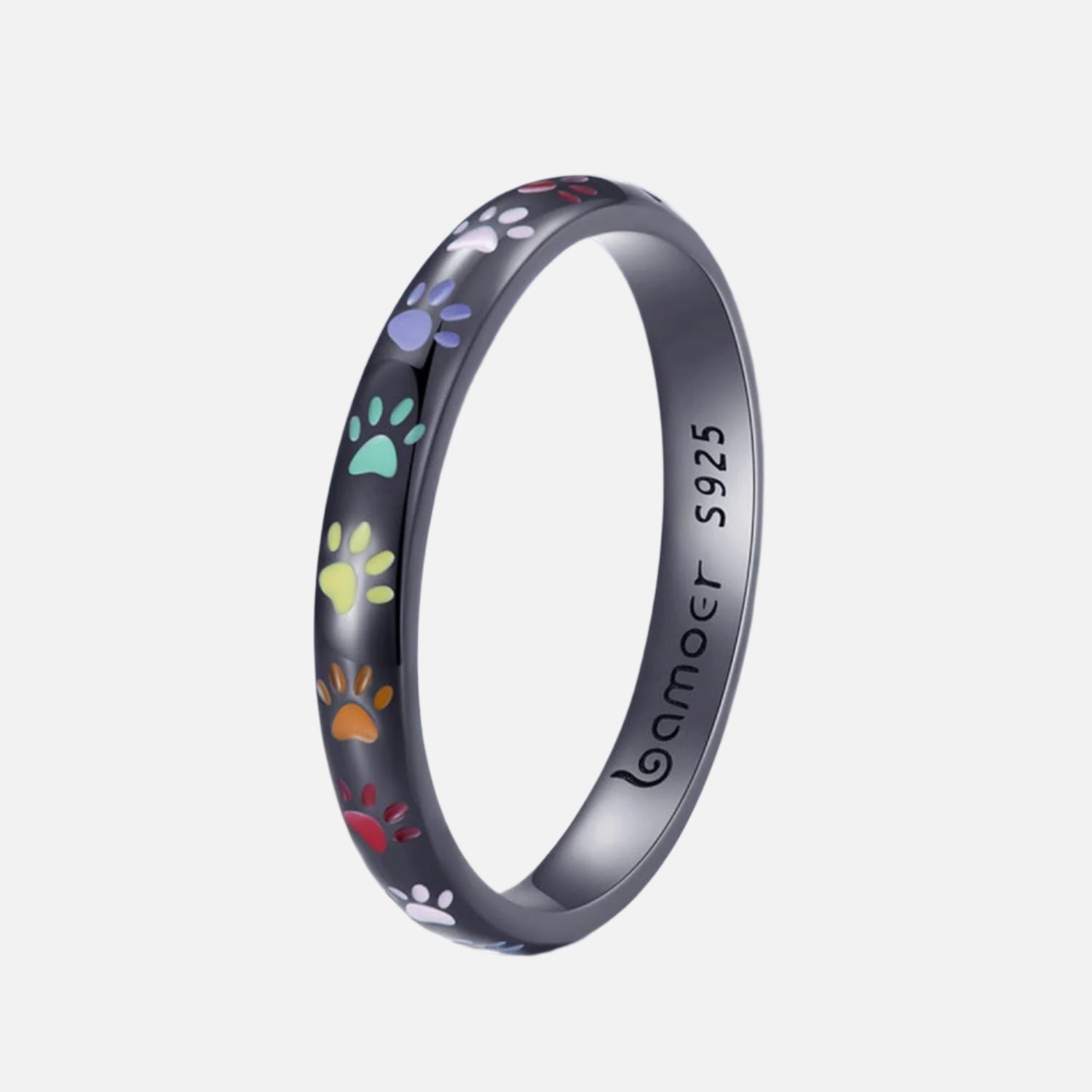 Zilveren ring met pootafdruk ontwerp