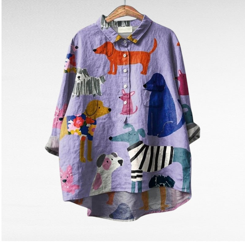 Mary Jane® | Exclusieve Damesblouse met Hondenpatroon