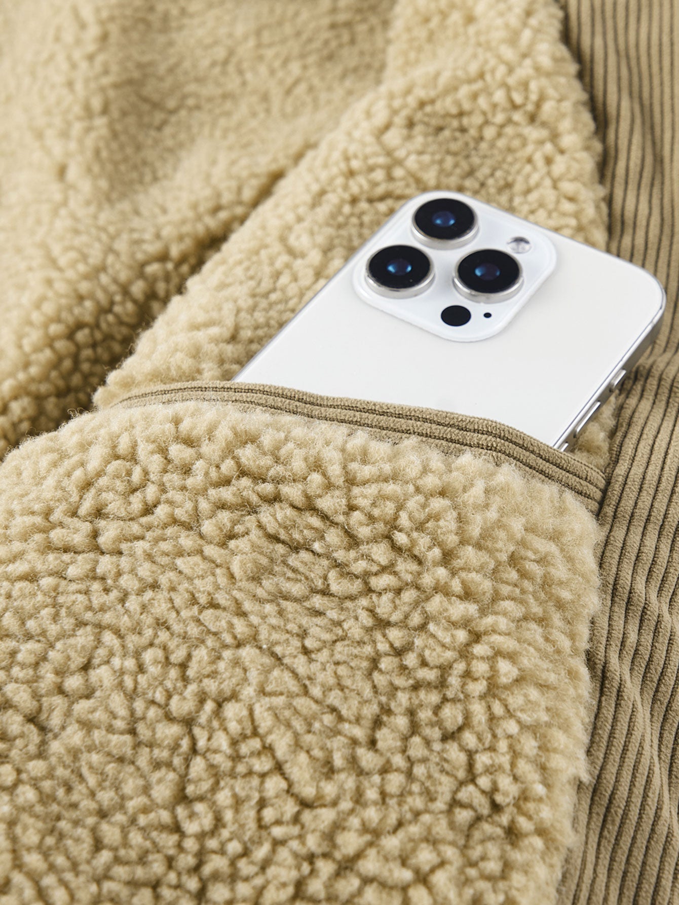 Corduroy jas met zachte teddy voering