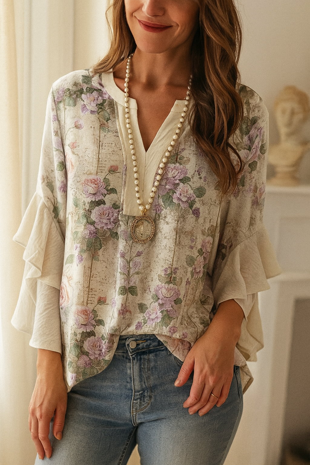 Fleur – Romantische blouse met bloemenprint en brede mouwen