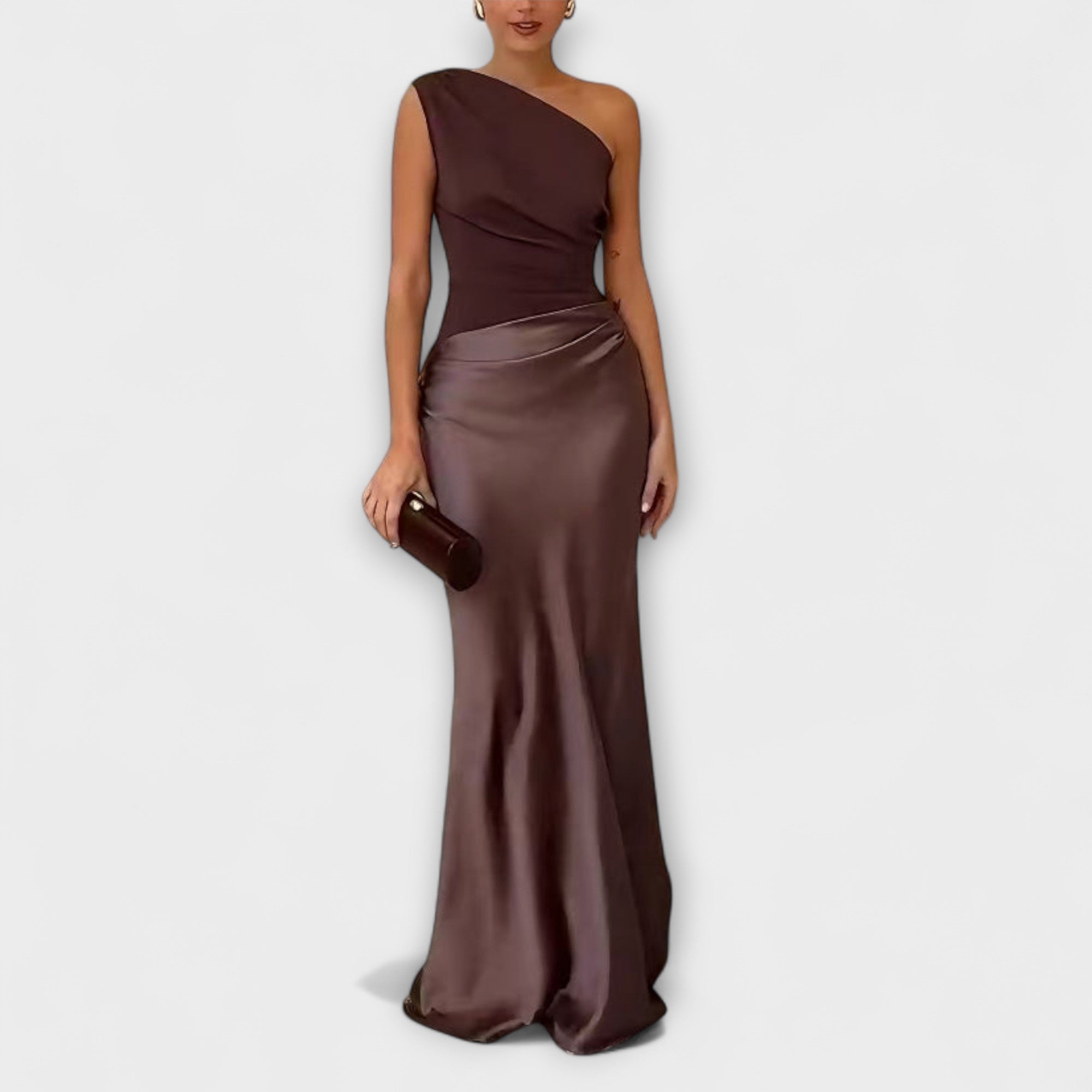 Emilia | Elegante Maxi Jurk met Één Schouder en Plissé