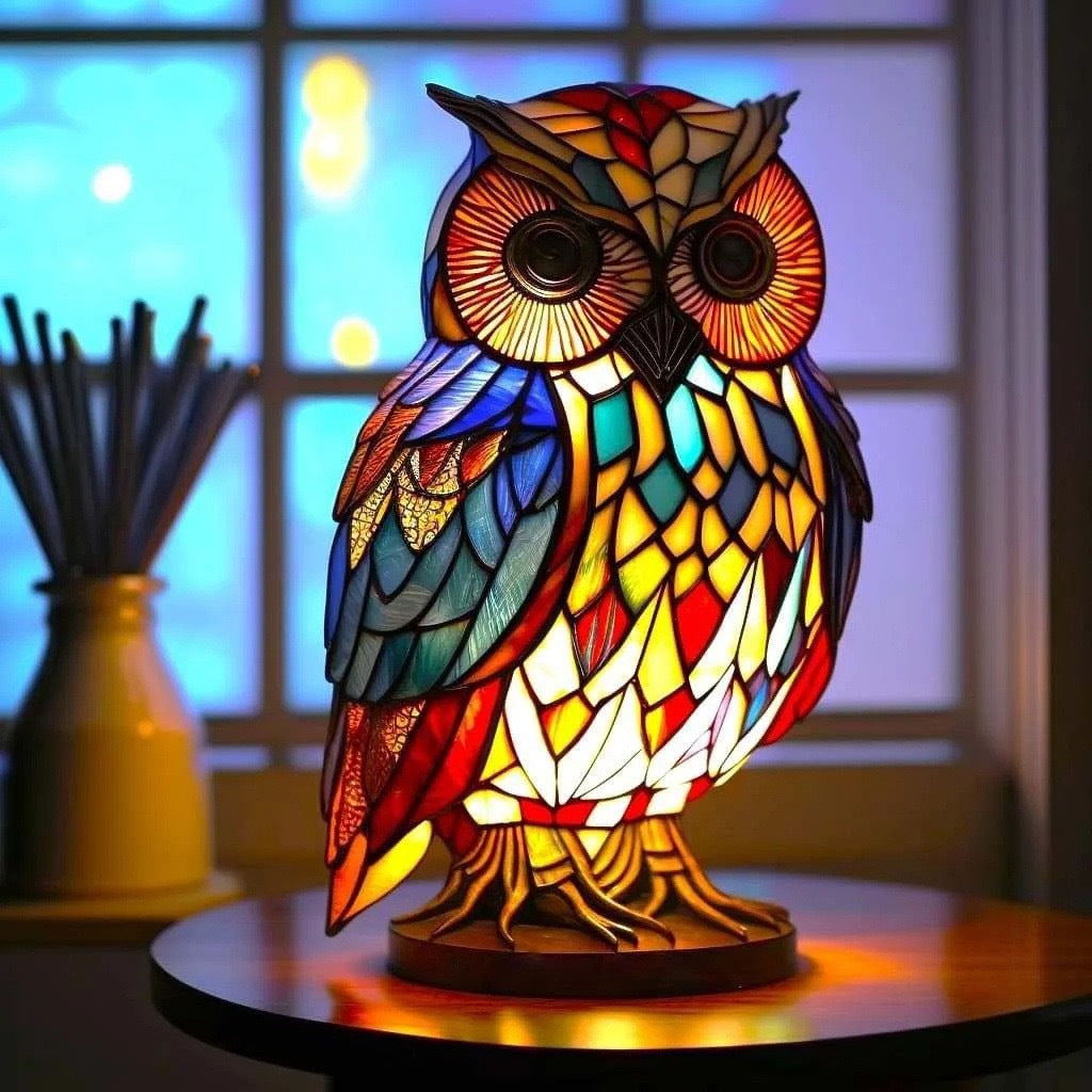 Merlin | Uil Lamp Magisch in Kleurrijk Glas