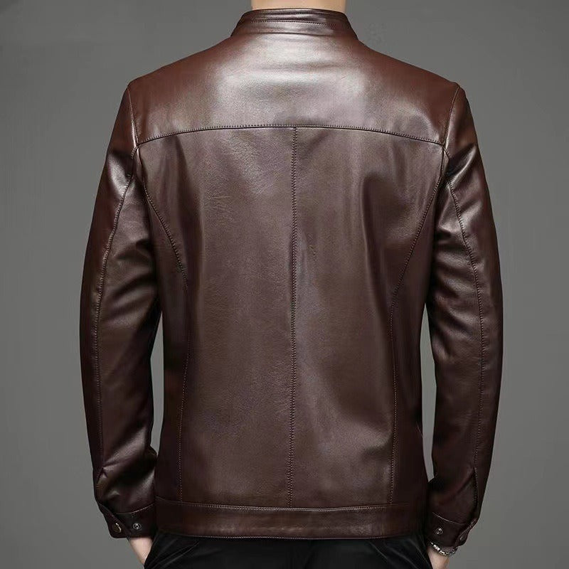 Aleksen – Veste en cuir décontractée style vintage