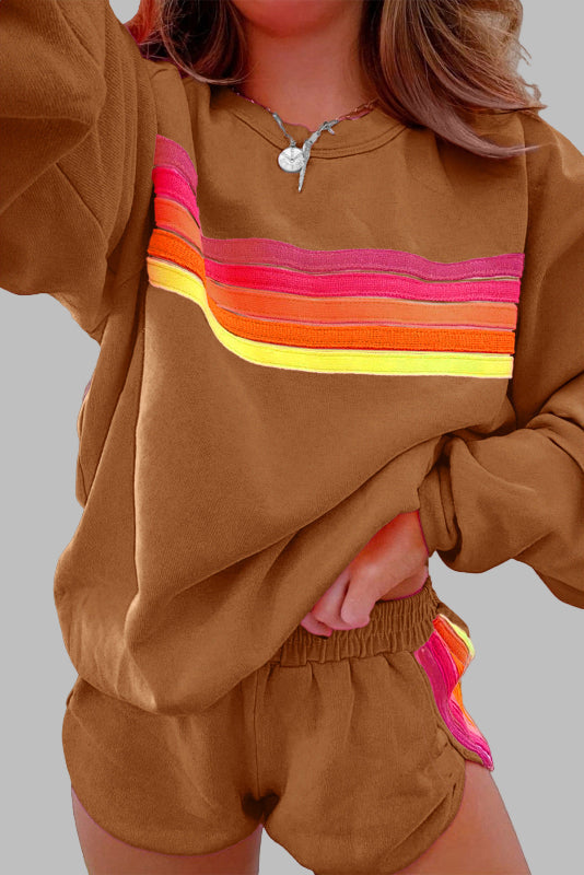 Jovie™ - Comfortabele trainingsset met een ronde hals en shorts