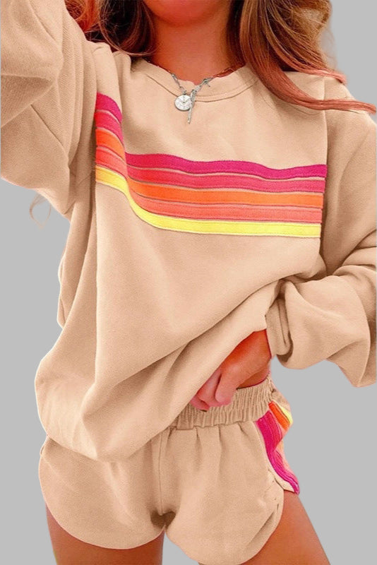 Jovie™ - Comfortabele trainingsset met een ronde hals en shorts