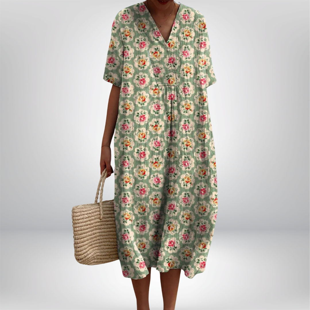 Femke | Vintage Jurk met Bloemenpatroon - Beperkte Editie