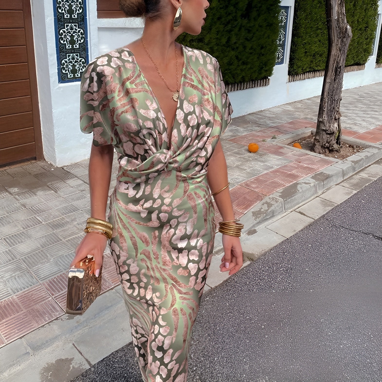 Matilda™ | Lange Jurk met Gedraaid Kraag