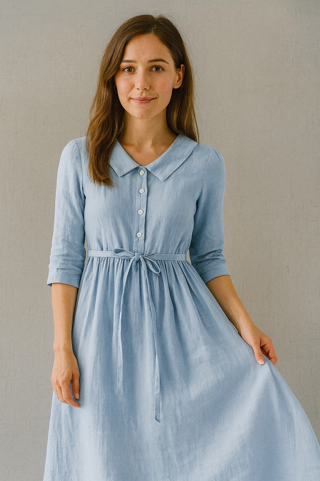 Lux - Elegante jurk met kantdetail en driekwartmouwen