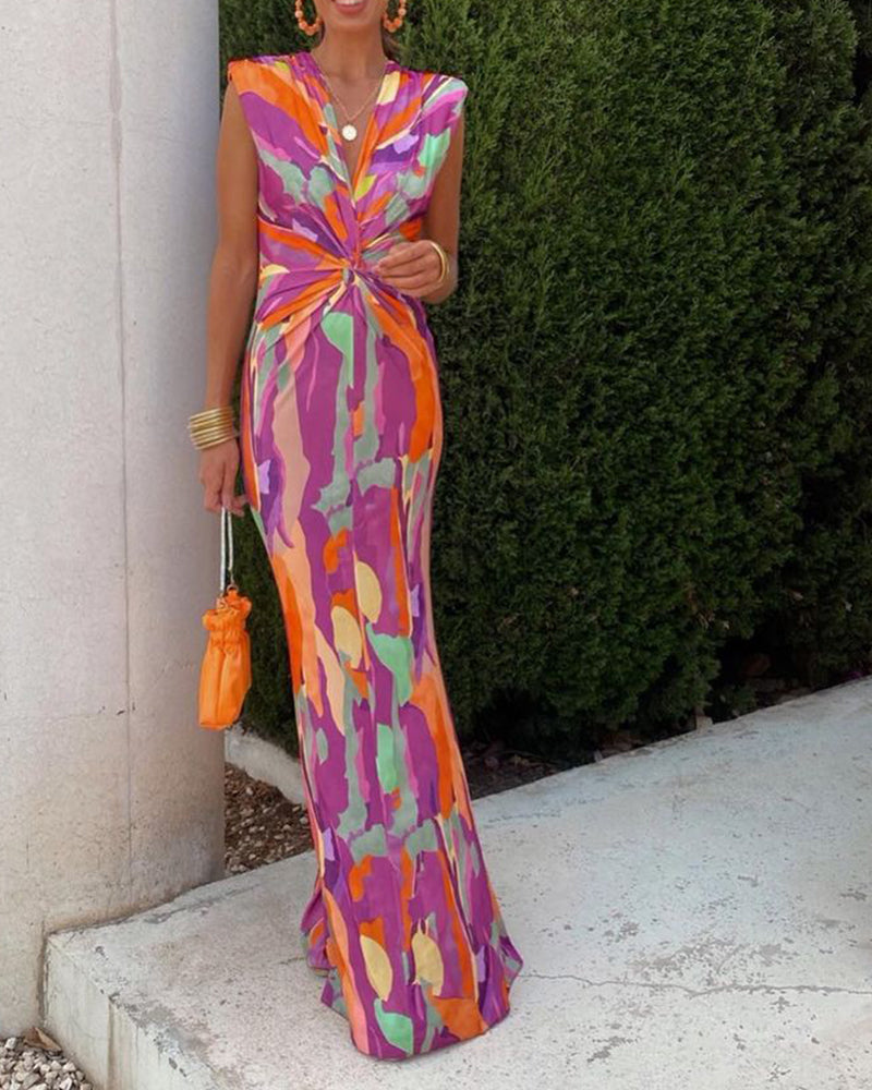 Élodie™ | Lange mouwloze jurk met strik