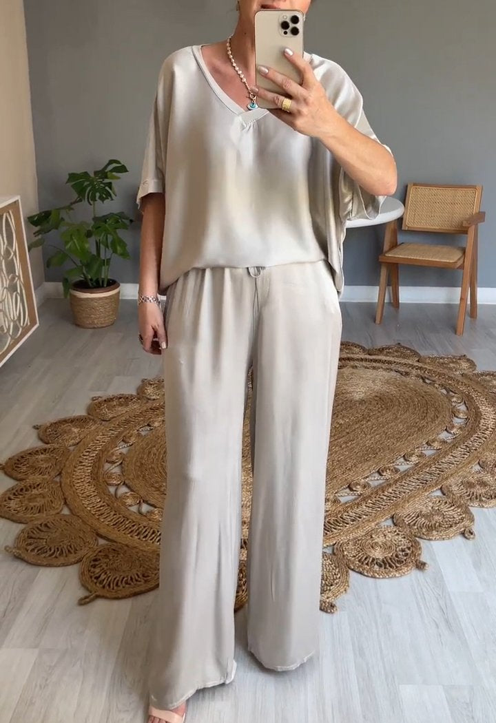 Elena | Casual tweedelige set met ronde hals