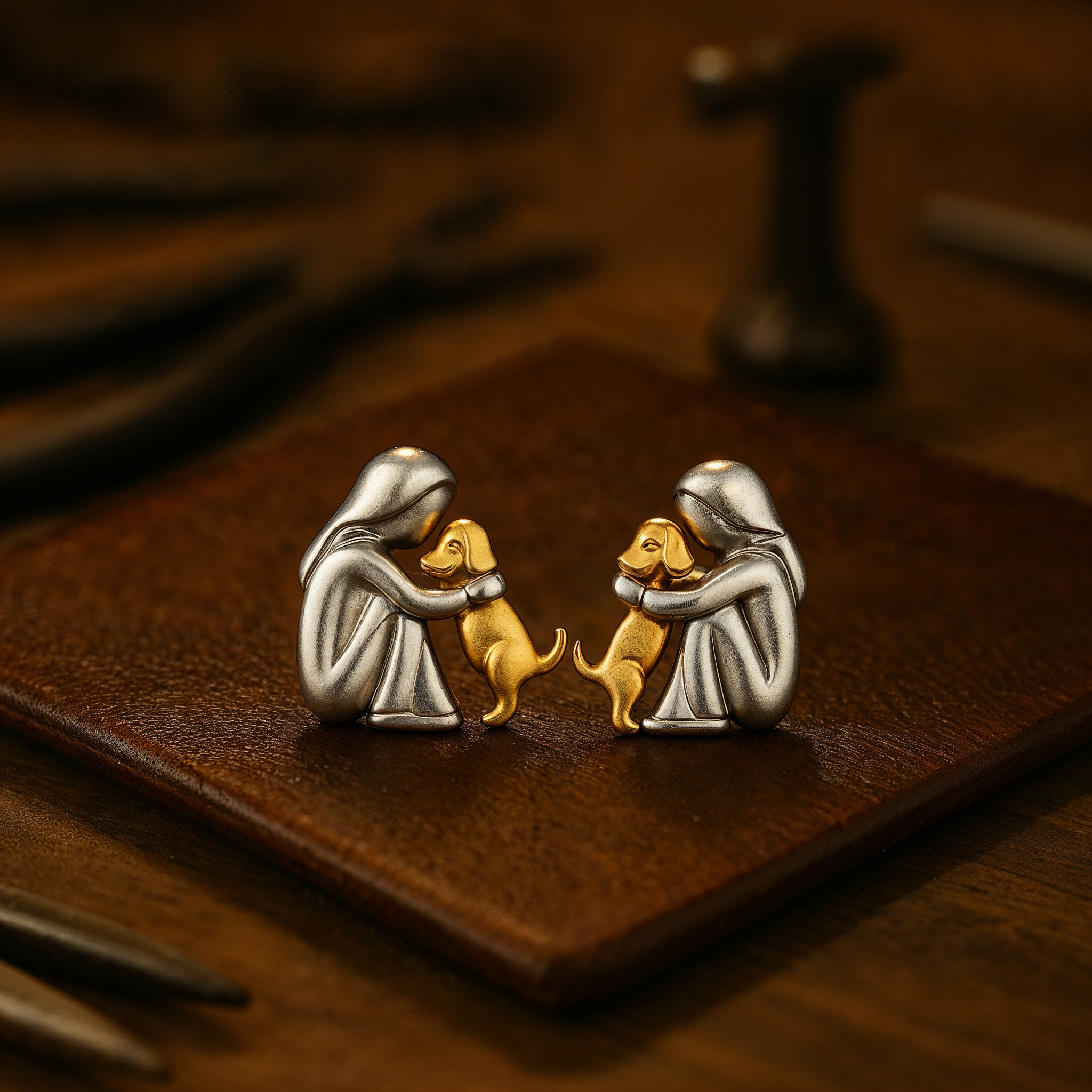 Bicolore Zilveren en Gouden Hug Oorbellen