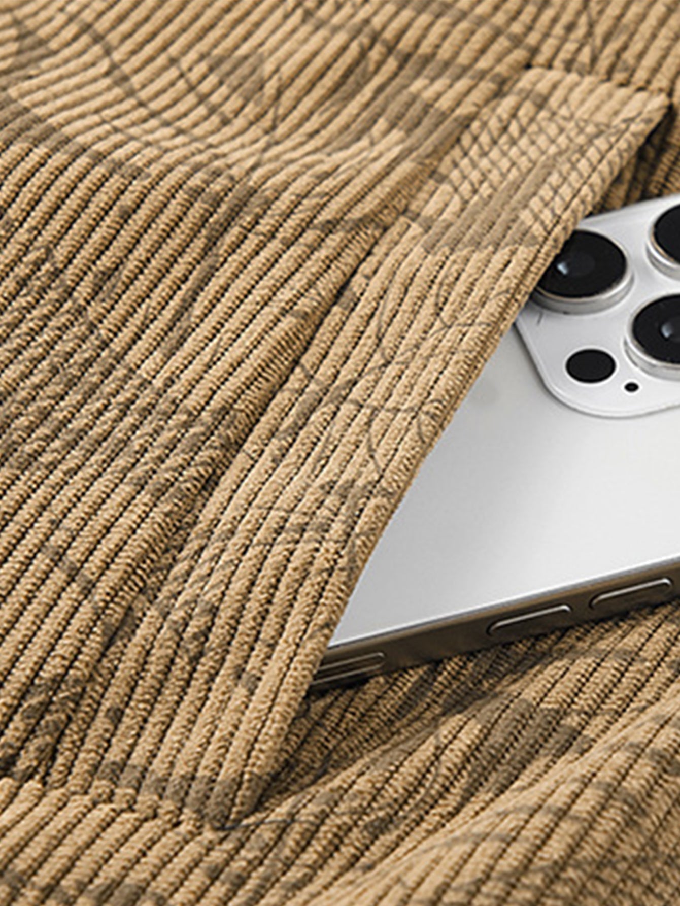 Vintage gestreepte jas met reliëfbladmotief