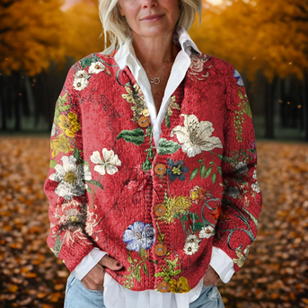 Noélise | Zachte Retro Cardigan met Bloemen