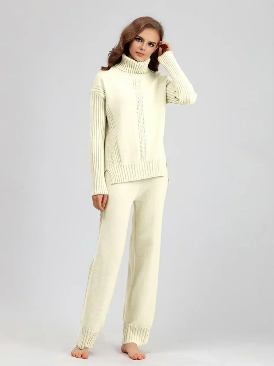 Scarlett | Elegante Trui met Hoge Kraag en Losse Broek