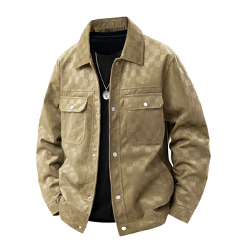 Geruite suède look jas