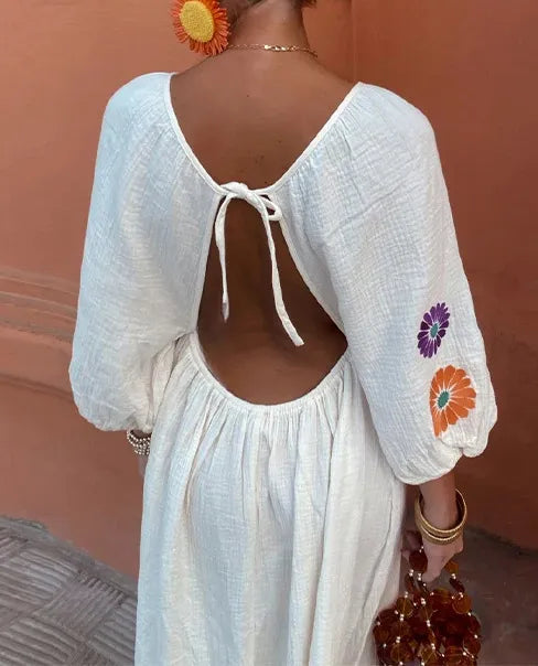 Maëlle™ | Lange Geborduurde Jurk