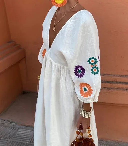 Maëlle™ | Lange Geborduurde Jurk