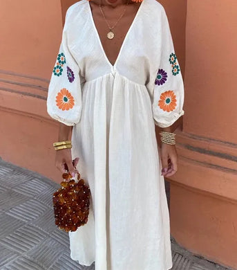 Maëlle™ | Lange Geborduurde Jurk