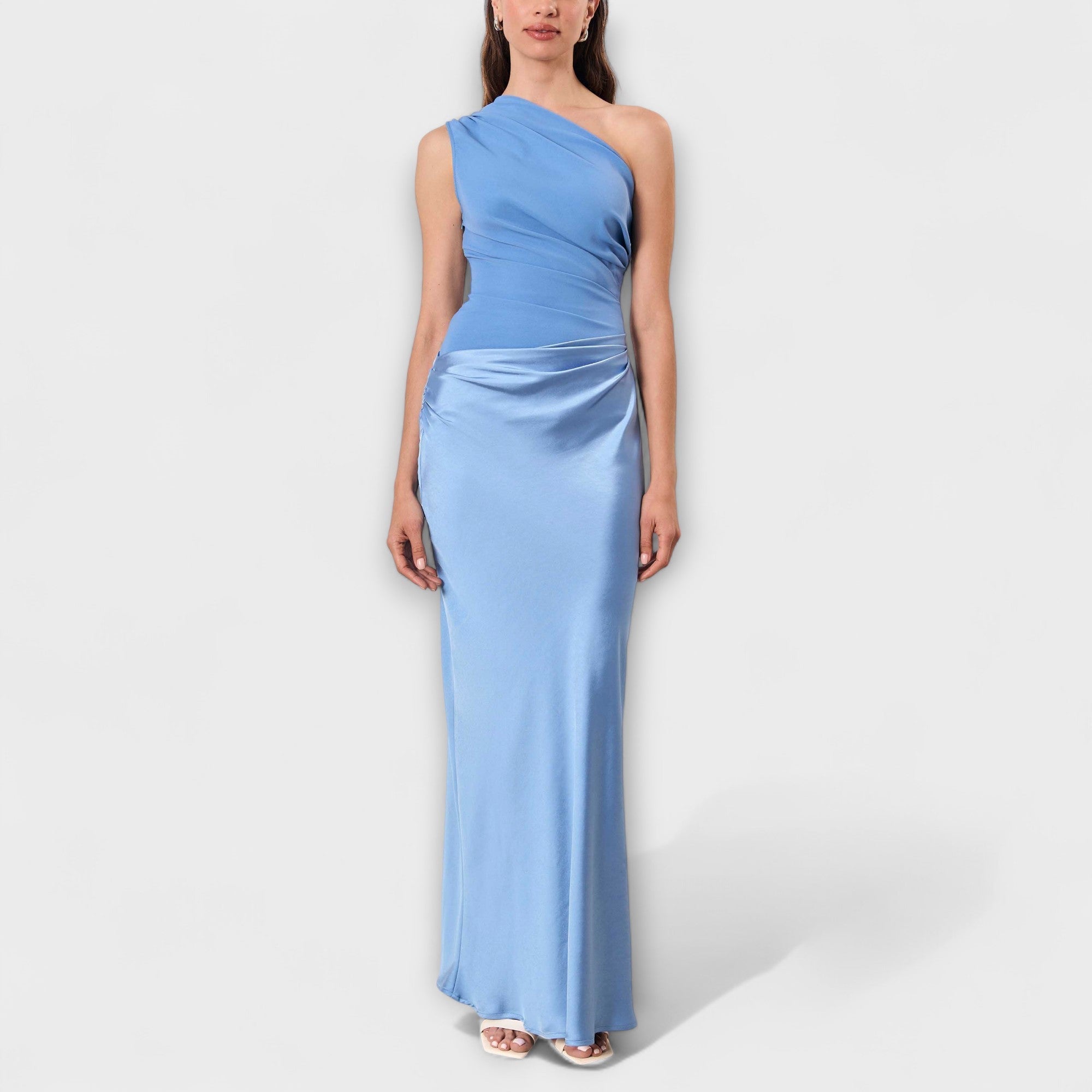 Emilia | Elegante Maxi Jurk met Één Schouder en Plissé