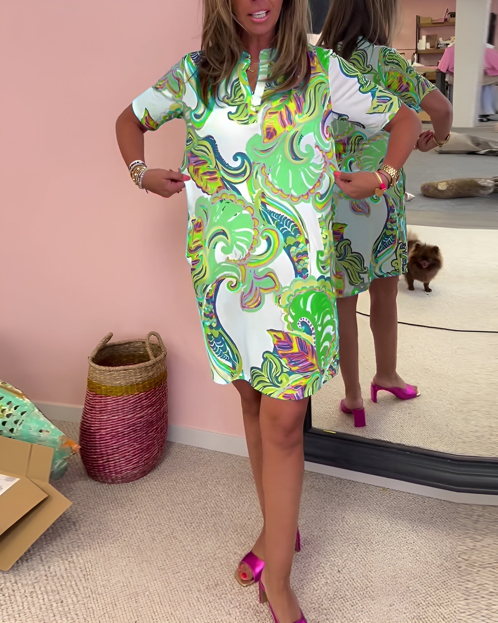 Gaëlle | Mooie bloemenjurk met V-hals