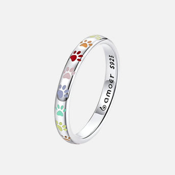 Zilveren ring met pootafdruk ontwerp