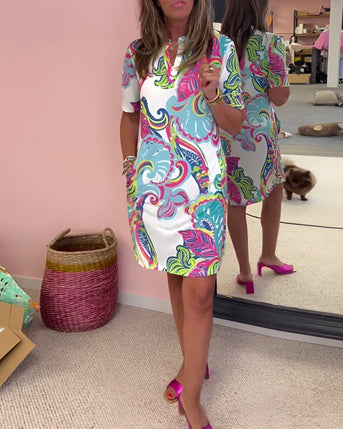 Gaëlle | Mooie bloemenjurk met V-hals