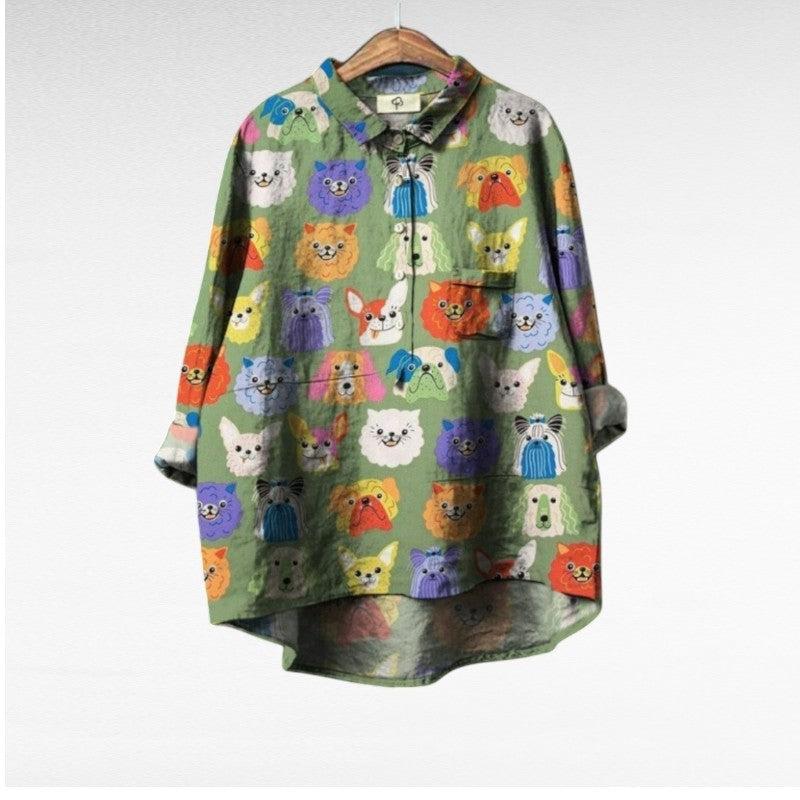 Mary Jane® | Exclusieve Damesblouse met Hondenpatroon