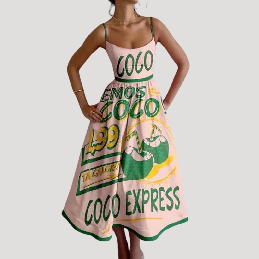 Ilana | Letnia midi-jurk – mouwloze jurk met print voor de vakantie