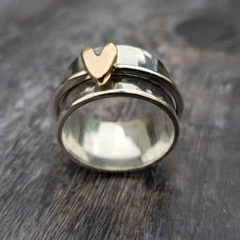 Mely - Zilveren Ring met Gouden Hart