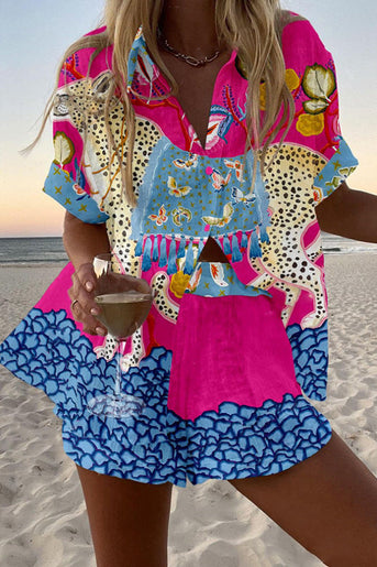 Belina™ | Korte Linnen Sets met Vlinder Motief