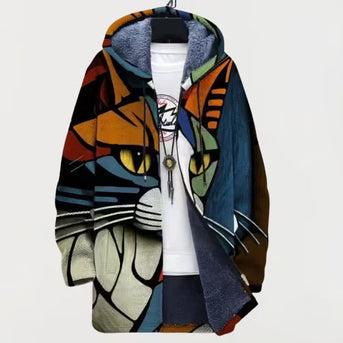 Lunaria | Abstracte Hoodie met Kattengezicht
