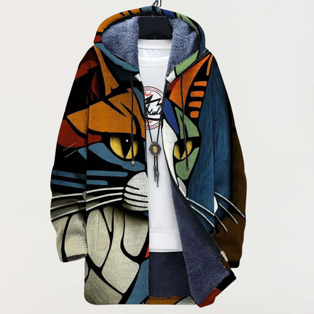 Lunaria | Abstracte Hoodie met Kattengezicht