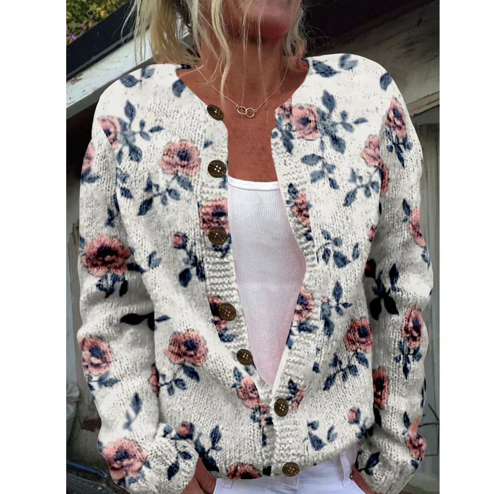 Leya | Elegante cardigan met print