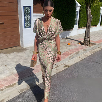 Matilda™ | Lange Jurk met Gedraaid Kraag