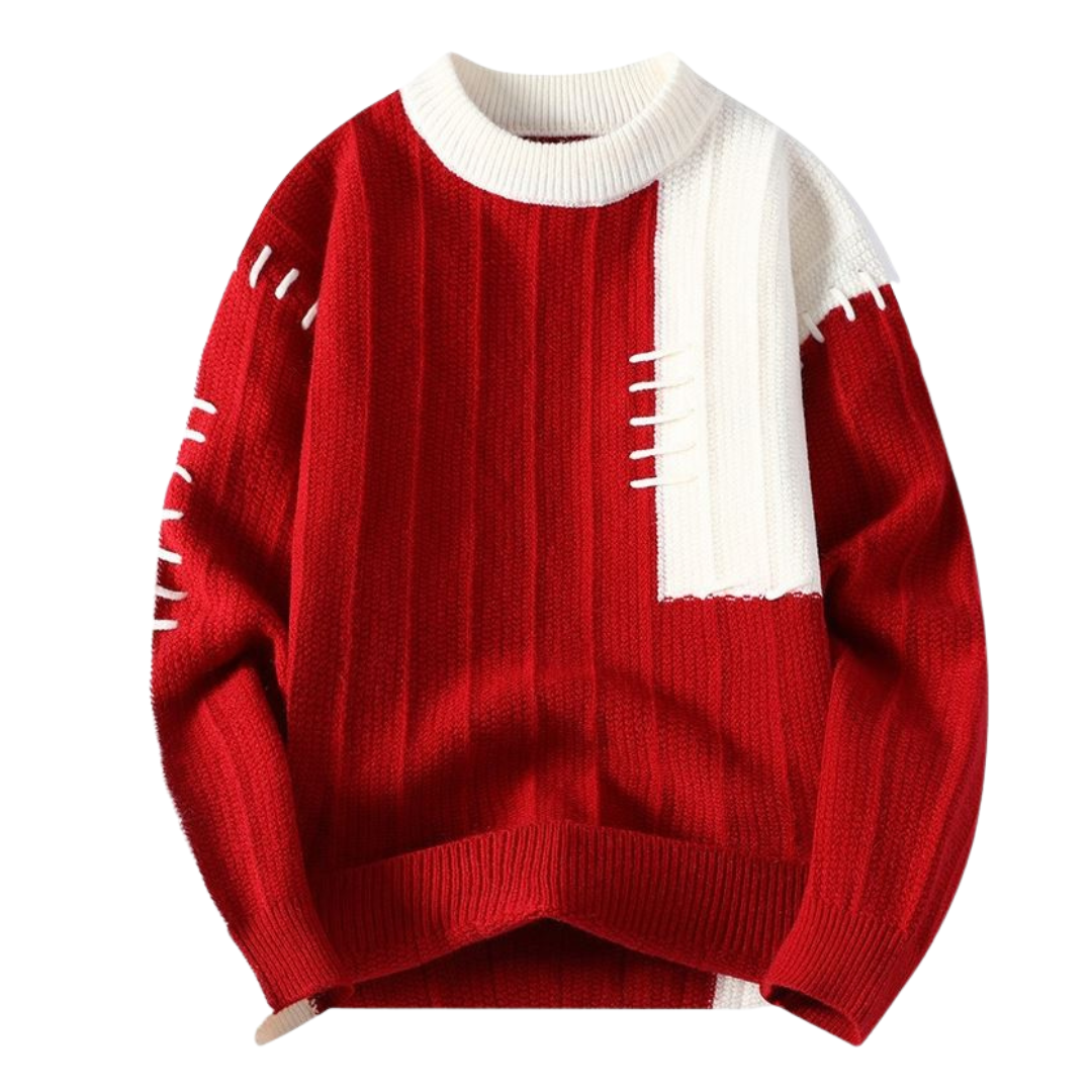 Trui met Naaikleuraccenten in Twee Kleuren