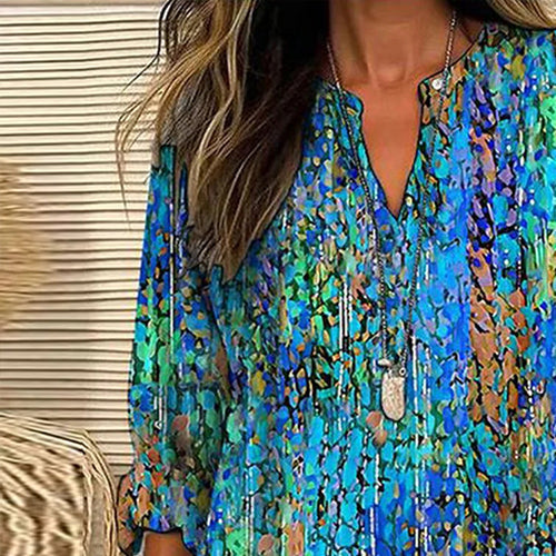 Elise | Super modieuze groene blouse met lange mouwen en een V-hals