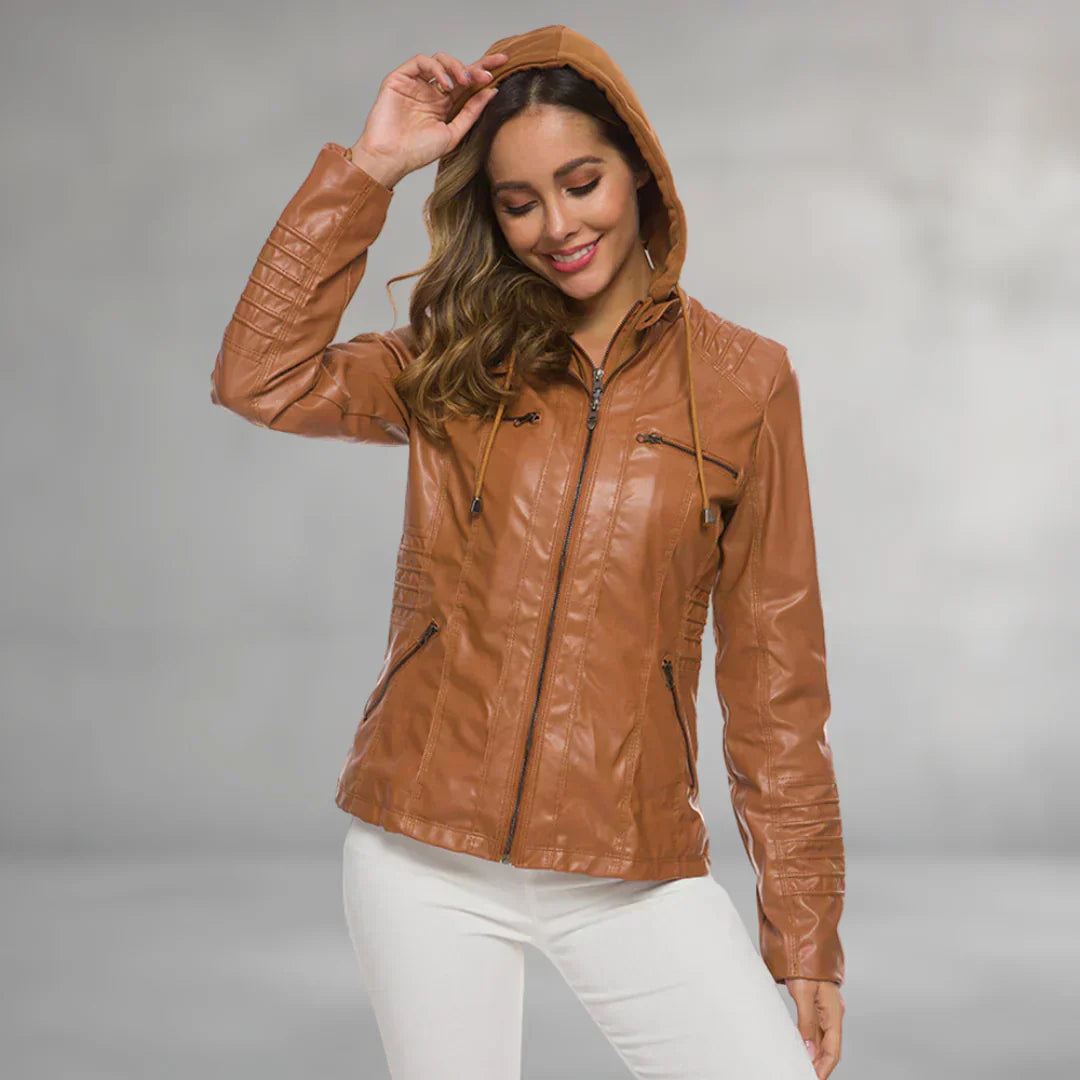 Emma | Leren Jas met Capuchon