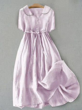 Isla - Elegante midi-jurk van katoen en linnen