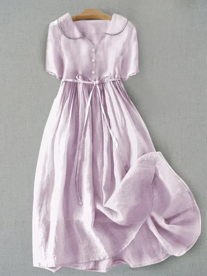 Isla - Elegante midi-jurk van katoen en linnen