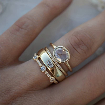 Vintage Gouden Ringen Set met Zirkonia