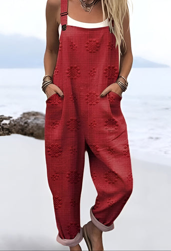 Lynn™ | Tuinbroek met een reliëfpatroon in rozenhoutkleur