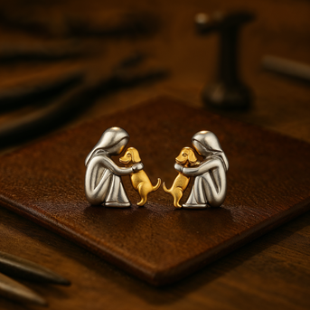 Bicolore Zilveren en Gouden Hug Oorbellen