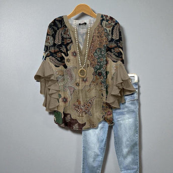 Élodine – Boho Blouse met Elegante Ruffles